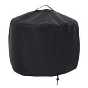 420D Oxford Fabric Waterproof Round Fire Pit Cover with Handles,61x69cm/92x51cm Black Outdoor Stove Protector